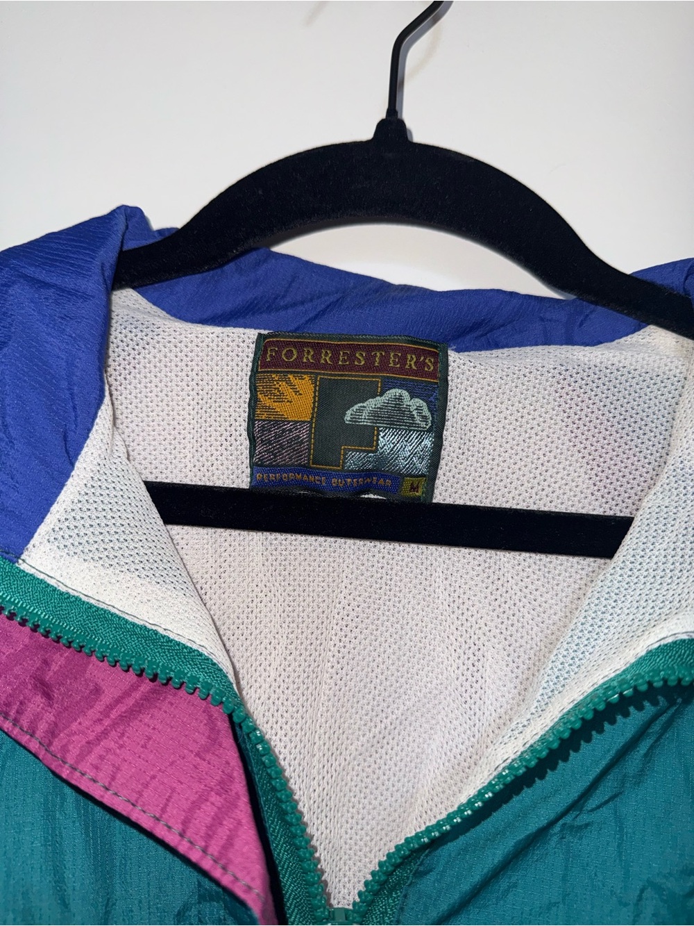 Vintage Colorblock Windbreaker Jacket - Teal, Purple & Royal Blue - Picture 3 of 4